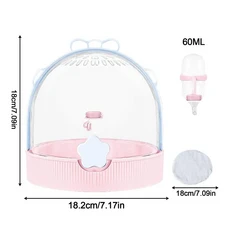 햄스터 캐리어 페럿 캐리어 여행용 소형 케이지 야외 낚시 산책을 위한 물병이 있는 휴대용 애완동물 용품, 01 빠른, 02 그레이