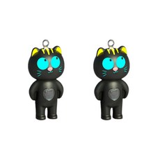 자동차 정전기 방지 키홀더 키링 정전기제거 열쇠고리 스파크 차단 겨울철 악세사리 차량용품, 2개, 캐릭터 고양이