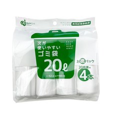 케미컬 재팬 다음이 사용하기 쉬운 쓰레기 봉투 20L 1롤 20장들이 덕덕팩 4개 세트 대용량 재봉틀 눈 절단 소형 라크로 교환 일회용 수납 반투명 HDR-20L-4, 1ml, 1개