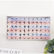 情人節三層仿真香皂玫瑰花禮盒：DIY花束材料包，2.5萬人好評，多層次設計，打造獨特浪漫。, 碎冰粉雪山玫瑰一盒/50朵, 1個