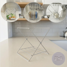 길상마켓 스텐 스틸 주방 접이식 3in1 컵 봉투 행주 거치대, 1개, 실버