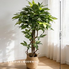 실내 가짜나무 장식 인공 거실 인테리어 행운목 테라스, 1m 4 단색 바구니 포함