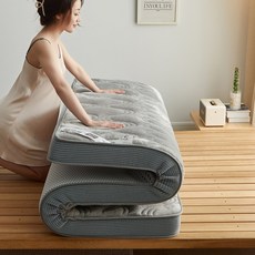 돌침대 토퍼 침대 푹신한 두꺼운 매트리스 메모리폼 매트 흙침대 패밀리 캠핑, 12cm, YL 입체 짜-화이트(6cm)