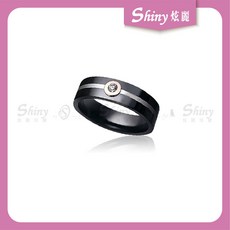 【炫麗】【守護真愛】珠寶白鋼男戒