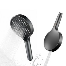 샤워기헤드 수압상승 고압 7단분사 빅사이즈 절수 욕실 샤워기 교체용, 블랙 단품, 1개