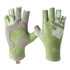 釣魚手套 路亞手套 冰絲涼感 防滑減震 防曬手套 登山 攀岩 騎行 單車 健身 運動手套, 綠色,L/XL, 1個