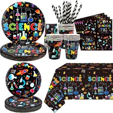 소년 소녀 과학자 실험실 장식을 위한 접시 식탁보 빨대가 포함된 과학 파티 용품이 20명의 손님에게 제공됩니다