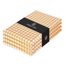 Softopia Cotton Buffalo 격자 무늬 천 냅킨 4개 세트 부드럽고 내구성이 뛰어나며 주름 방지 원단 저녁 식사 결혼식 레스토랑 뷔페 파티 크리스마스, 16" x 16" (Set of 4), 2-머스타드 옐로우 Softopia Cotton 14