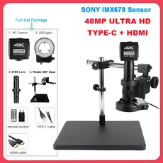 1080P 48MP 4K 전자 디지털 현미경 HDMI USB 2K VGA 카메라 150X C 마운트 수리를위한 큰 비전 유연한 관절, 09 4K-215X Set, 01 other, 01 China Mainland