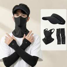 마술사 자외선차단 마스크 모자 쿨토시 남녀 공용 3 in 1, 1세트, 블랙