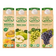 돈시몬 100%착즙주스 오렌지1L 1개+사과1L 1개+백포도 모스카텔1L 1개+적포도1L 1개 (총4개) 음료수생과일어린이, 1L, 4개