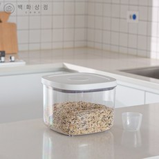 백화상점 원터치 밀폐 쌀통 진공 보관 냉장고 잡곡 보관함, 1개, 투명