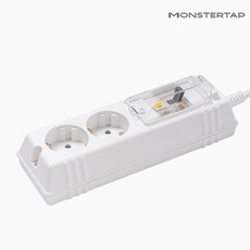 몬스터탭 국산 4000W 고용량 고전력 에어컨 건조기 세탁기 멀티탭 슬림 납작 플러그, 1개, 누전차단 2구 화이트, 45cm