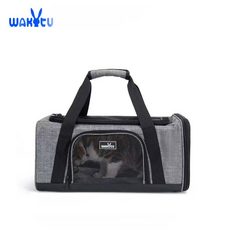 WAKYCU寵物外出航空包 大空間透氣寵物提籠 立體不塌陷寵物外出包, 黑色, 1個