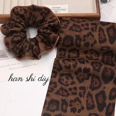 [고급 벨벳] 머리핀재료 호피 헤어리본 DIY 키트, 짙은 갈색 테두리