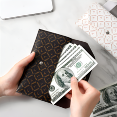 월드판다 장지갑형 가죽 용돈 봉투 청첩장 고급 2PCS, 화이트+브라운