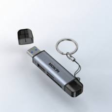 MOKIN USB-A+USB-C 雙介面 讀卡機, 銀藍色, 1個, MOKiN USB3.0高速 雙接口 TF/SD卡同讀 即插即用