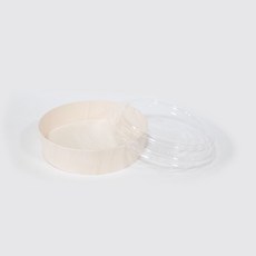 엠엔피 나무도시락 떡포장용기 우드도시락통 원형 중 투명뚜껑, 5세트, 1개