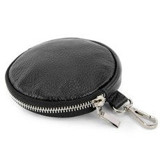 Modamoda de P10 ladies leather wallet bag charm round D 11.5 cm handmade in Italy (Black), Black