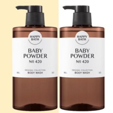 [포근한살냄새] 해피바스 베이비파우더 바디워시 910g 2개입 온가족 안심세트, 2개