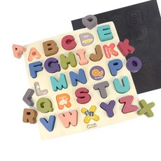 어린이 영어공부 원목 입체 알파벳 대문자 퍼즐 자석판 두뇌자극 유치원, 1개
