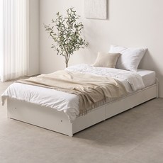 퍼니하우스 댈러스 3단 빅서랍 무헤드 수납침대 프레임 + 본넬 양면 매트리스 세트 SS/Q, 화이트(매트포함)