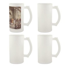 MR.R 473.2ml16온스 승화 블랭크 반투명 유리 머그잔 열 코팅 전달용 손잡이가 달린 커피 머그 2개 431117, 4개