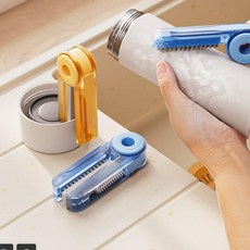 4in1 다용도 미니 컵 브러쉬 젖병 세척솔 휴대용 컵세척 설거지 수세미 주방솔 텀블러, 1개, 오렌지