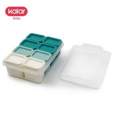 副食品保鮮盒 食品級硅膠 耐高溫抗寒抗摔 嬰兒輔食盒 矽膠輔食盒, 墨綠色漸變8小格【400ml】, 1個