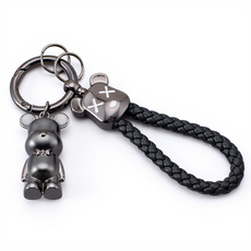 올리스트 메탈 곰돌이 키링 열쇠고리, 블랙, 1개