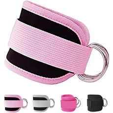 케이블 머신용 피트니스 발목 스트랩 2개 세트 편안하고 조절 가능한 패딩된 손목 커프스 킥백 엉덩이 운동 네오프렌 패딩이 있는 D-링 다리, single-pink, 단일-핑크