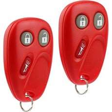 키포브 키리스 엔트리 리모컨은 쉐보레 타호 교외 실버라도 눈사태 이쿼녹스 SSRGMC 시에라 유콘캐딜락 에스컬레이드허머 H2폰티악 토렌트새턴 뷰LHJ011 블루 2종 세트에 맞, 2-Pack, Red