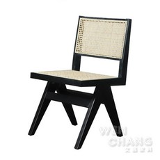文昌家具 昌迪加爾餐椅 北歐風侘寂風藤編餐椅 網美倒V椅 CH096, 黑色, 1個