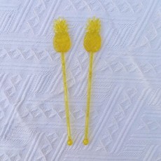귀여운 선인장 머들러 카페 하이볼 재사용 롱스푼 연한 초록 식물 기둥 6개 1개, 파인애플 2개