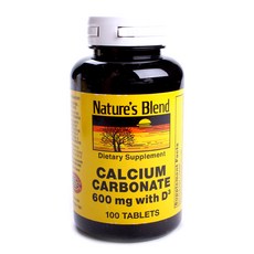 Nature's Blend 碳酸鈣維他命D3錠 600mg, 1個, 100 件