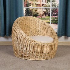 라탄 테이블세트 의자 내추럴 라운드형 3종세트 푹신한 베이지쿠션 수납스툴 발코니테라스, A. 원색빵라지2종(방석포함)