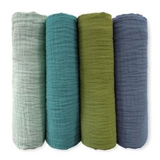 SwaddleDesigns 면 모슬린 포대기 담요 4개 세트 남아 및 여아용 속싸개 최고의 샤워 선물 116.8 x 116.8cm46 46인치 핑크 플로럴 180828, Cascadia