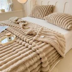 단색 두꺼운 넓은 줄무늬 다기능 담요 침대 시트 커버 낮잠 애완 동물 담요로 사용할 수 있음, 01 150x200cm, 05 다크 카키