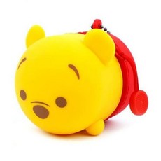 곰돌이푸 동전 지갑 캐릭터 실리콘 동전 가방 파우치, 레드-XS