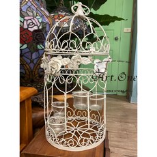 燭台鳥籠造型擺飾，白色鐵藝花架，大型居家裝飾品