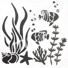 蝶古巴特diy 簍空模板 繪畫模版 海洋生物設計, 1個, ST-CU1-0759