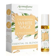 Aromafume 화이트 세이지 & 팔로 산토 에센셜 오일 롤온 블렌드 | 10ml/0.32액량 온스 부정적인 에너지 및 보호 클렌징을 위한 아로마테라피 윤리적으로 공급됨 무연