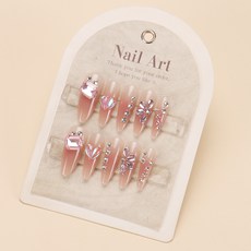 小紅書爆款穿戴甲高級感貓眼水鑽美甲片漸變輕奢純欲假指甲貼30片, 1個, BY1956:手工甲XS碼#10片/袋