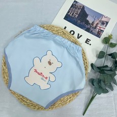 【禾季】台灣製 四層透氣學習褲。戒尿布/尿布褲/幼童外出褲/防漏/重複使用, 1個, 淘氣小熊(藍色),90cm【11-13kg】