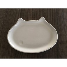 岡部登志子作品 貓咪造型陶瓷餐盤 (共5款), 貓臉深缽, 白色, 1個