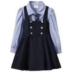 루비키즈 여아 유아 봄 가을 스쿨룩 셔츠 원피스 넥타이 3종 세트복 E113