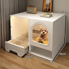 中型犬狗籠子 泰迪專用 寵物屋 加粗鐵線 防咬耐用, 1個, 白【71*46*53】幼犬訓廁,套餐一:全景狗别墅+分區抽屜廁所