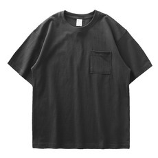 DUKEEN 320g 헤비코튼 남자 오버핏 포켓 반팔티 면100% 아메카지 캐주얼 데일리 기본티