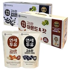 [선물세트] 연세두유 고소한 검은콩&고칼슘 두유 190ml 20팩+고소한 아몬드&잣 두유 파우치 190ml 20팩 (총 40팩파우치), 40개