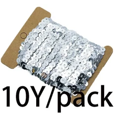 (10야드/롤) 6mm 폭 스팽글 리본 의류 액세서리 커튼 장식 스트립 연속 레이스 DIY 축제 매칭 디자인, 01 6mm, 01 Silver